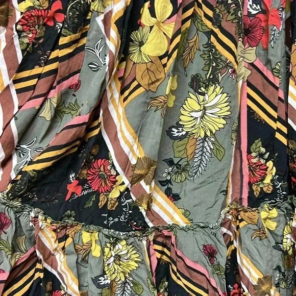 Abel the Label Trapeze Halter Maxi Dress Multicolor Floral Tiered Ruffles XS - Picture 5 of 10